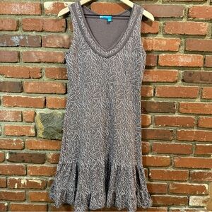 Fresh Produce Dress S Sleeveless Midi Tiered Brown Print Cotton Boho Beach women